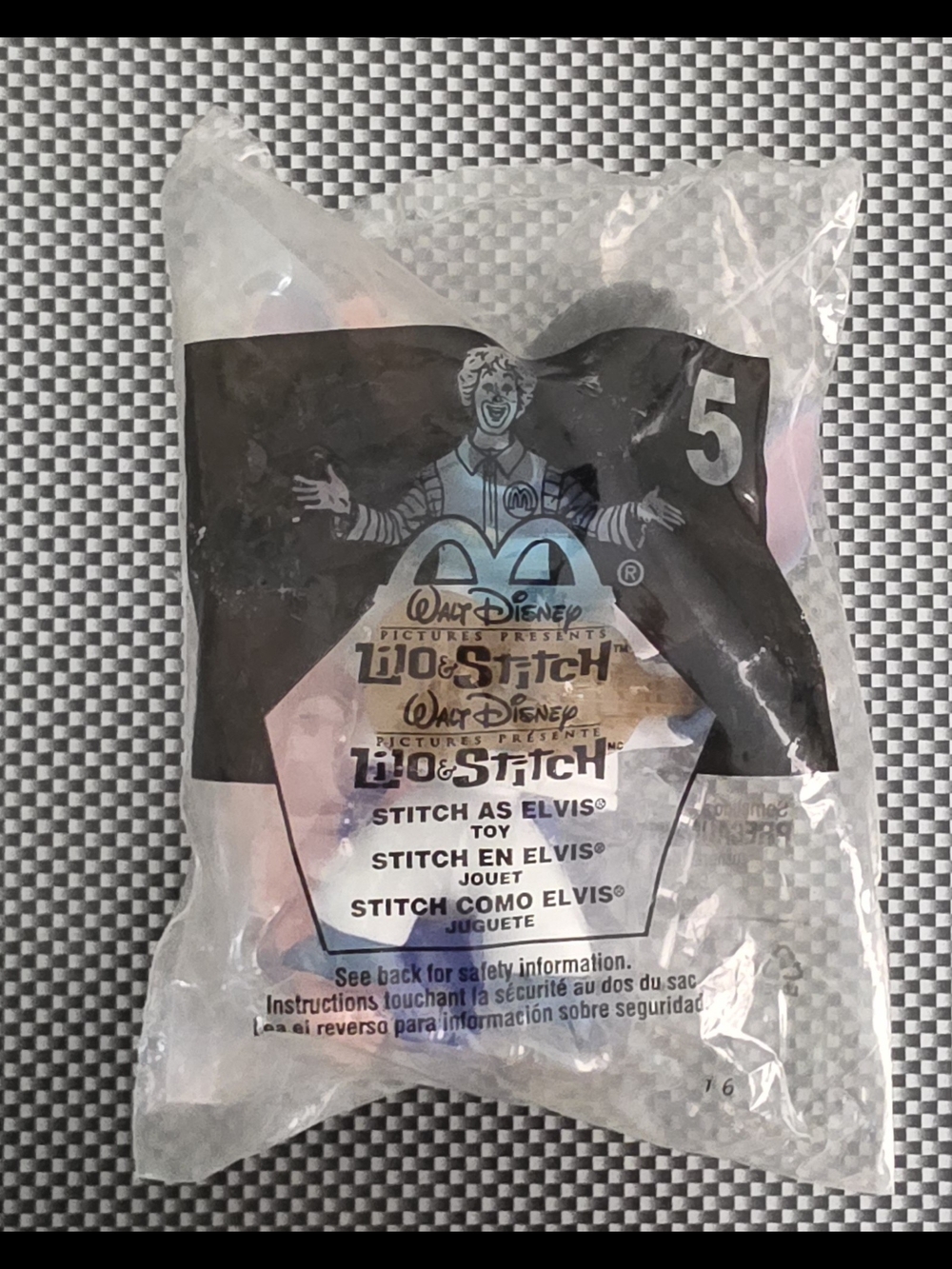 McDonald's Lilo & Stitch Stitch as Elvis Plush Toy - Blue, Pink, Black